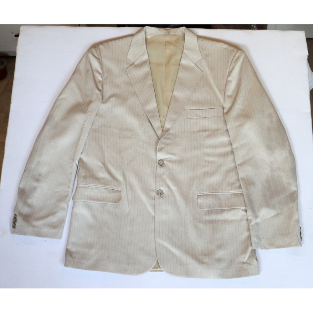 Bespoke - Destiny Tailoring Tan Pinstripe 2-Piece Suit | Custom Fit 35x34